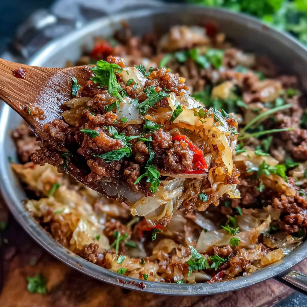 Ground Beef And Cabbage Skillet