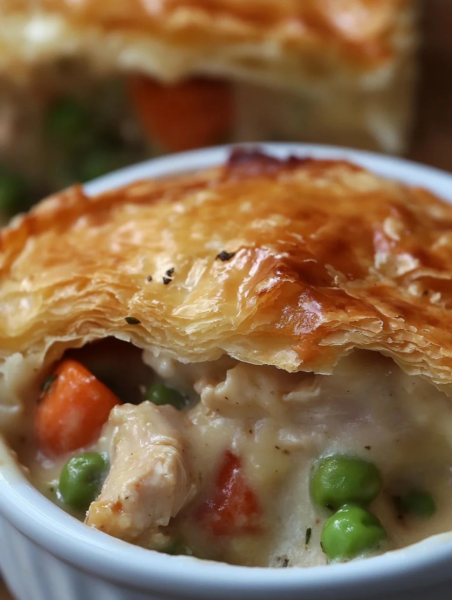 Easy Creamy Chicken Pot Pie with Puff Pastry and Bacon