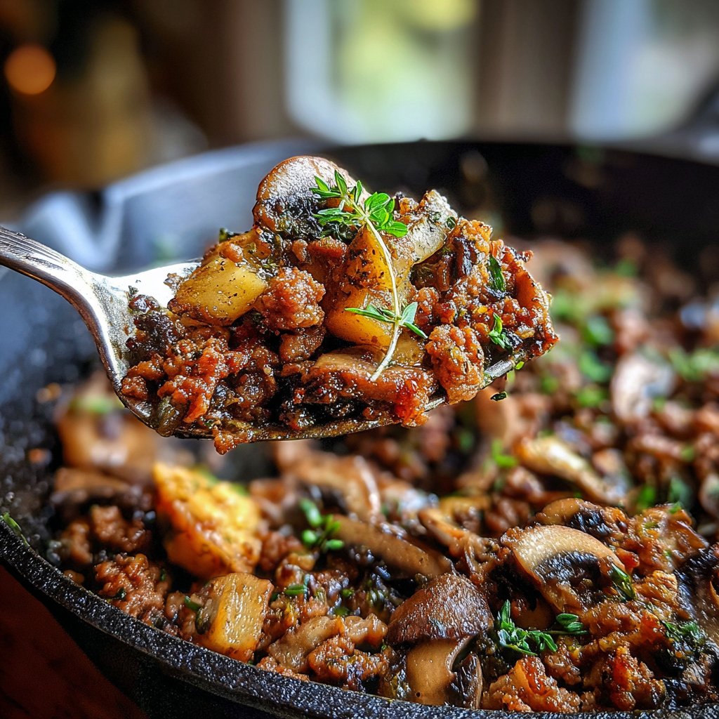 Ground Beef and Mushroom Skillet