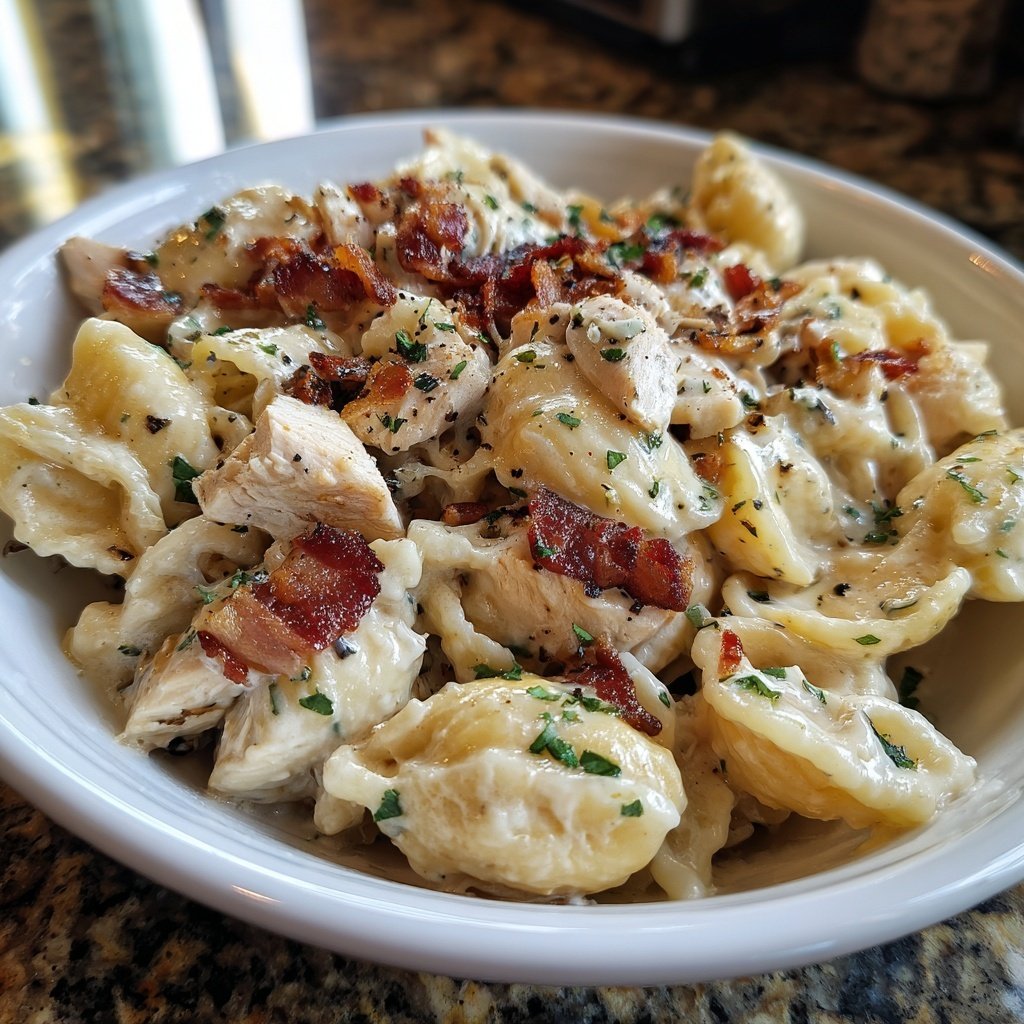 Creamy Chicken Bacon Ranch Pasta