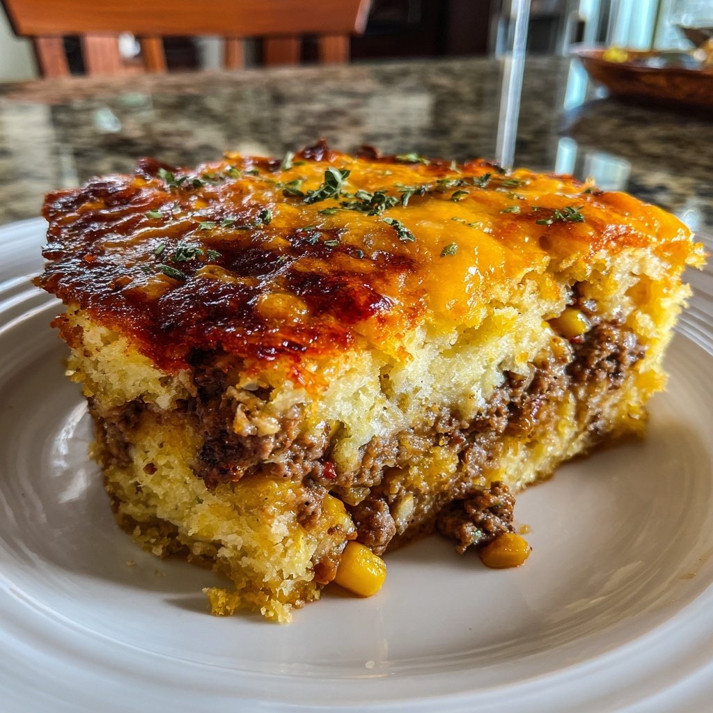 Ground Beef And Cornbread Casserole