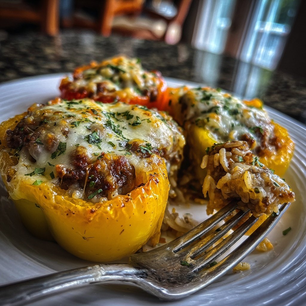 Ground Beef Rice Stuffed Peppers